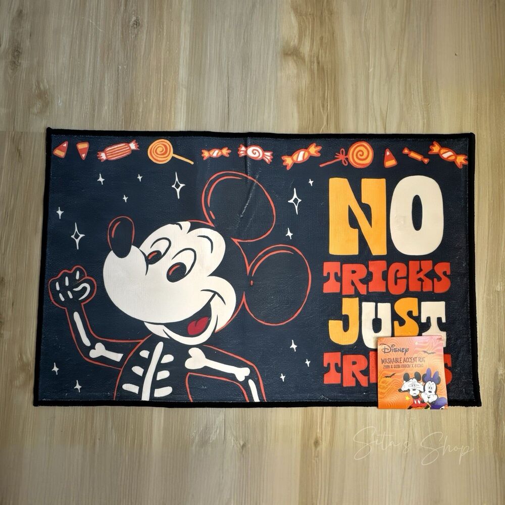 Disney Mickey Mouse Family Accent Rug Washable 20”x32” No Tricks Just Treats